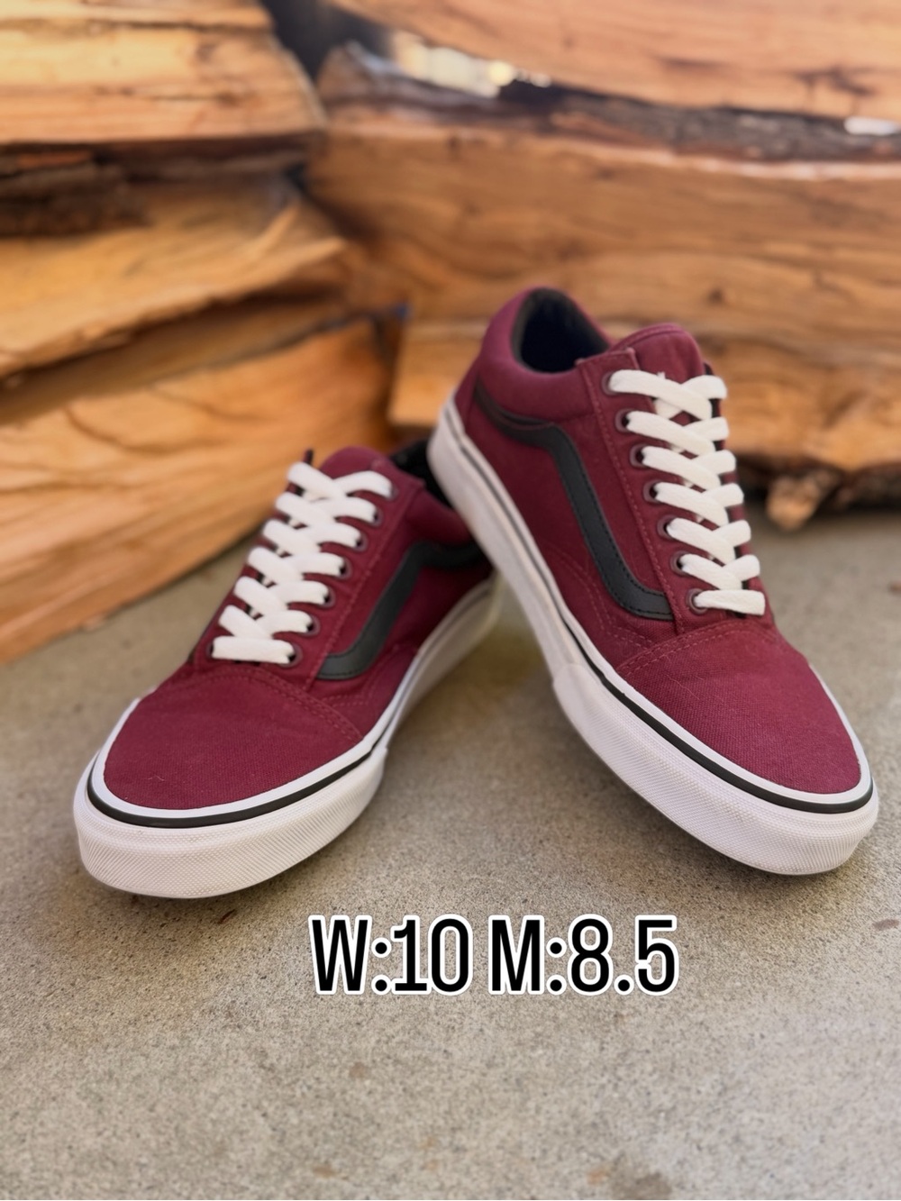 Vans Old Skool Sneakers in Burgundy with Black Stripe